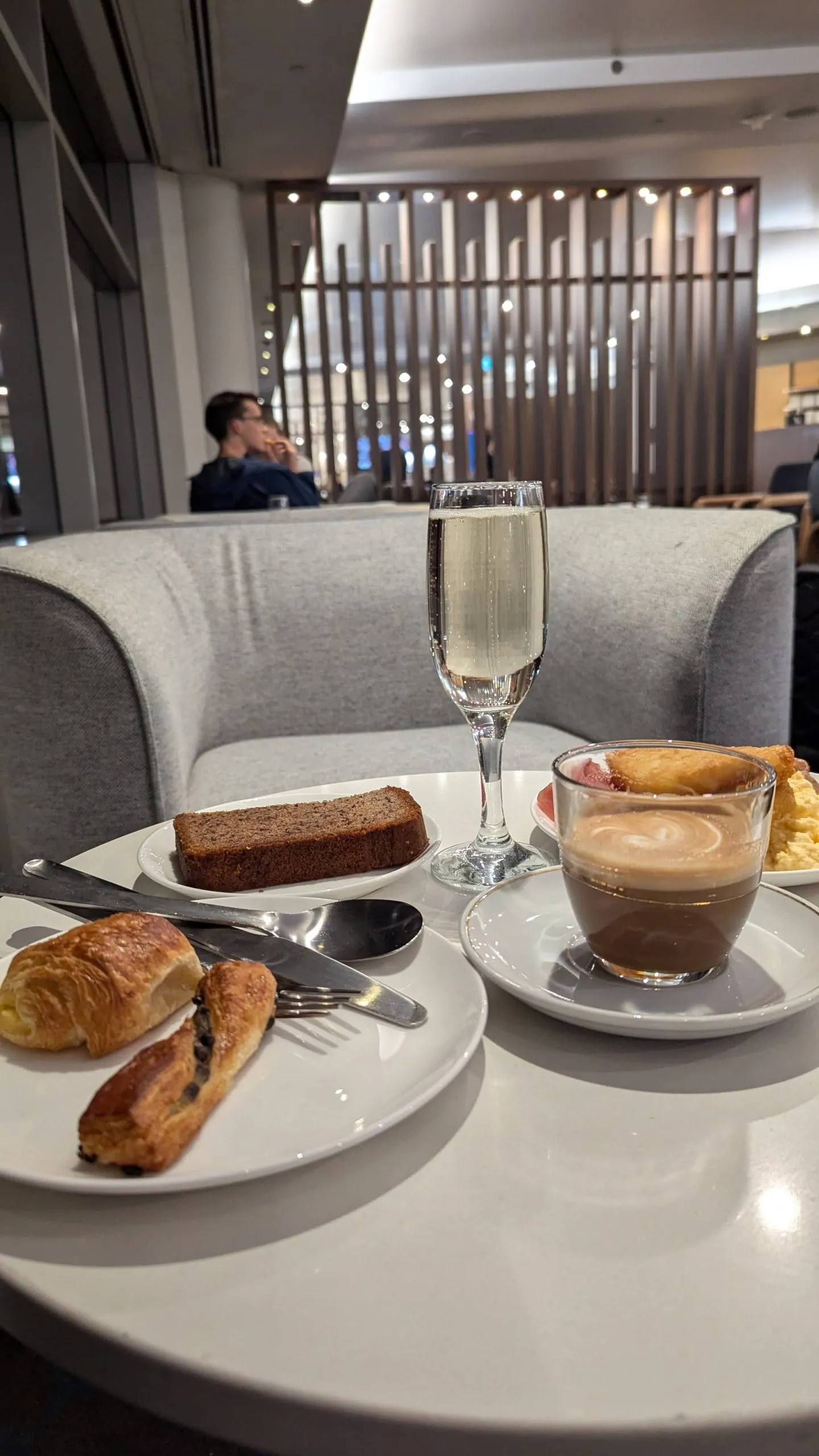 A plate of food in a Qantas lounge